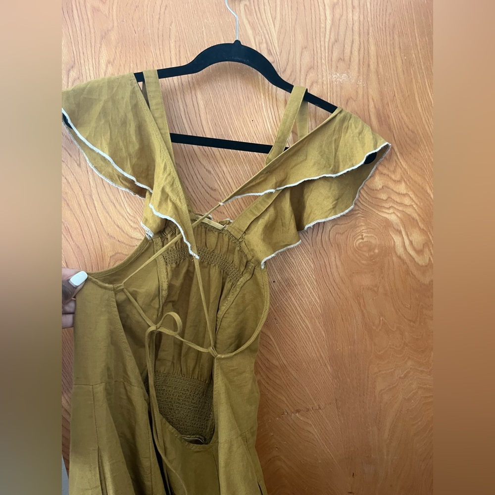 Free People Elegant linen Mustard Dress S - Picture 5 of 10